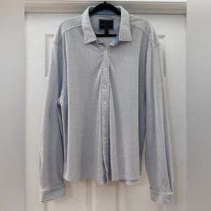 Jos A Bank Reserve Blue White Stripe Button Down Shirt 100% Cotton sz XXL